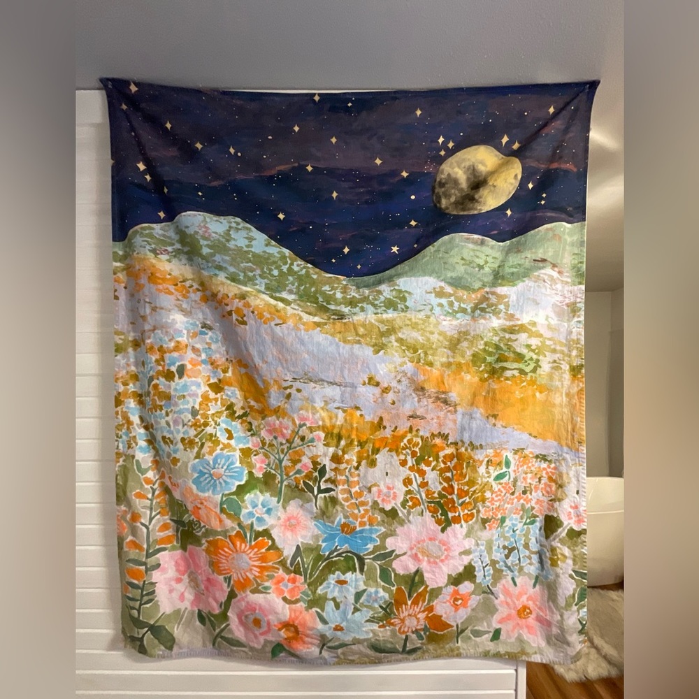 Urban Outfitters Flower Moonlit Landscape Tapestry